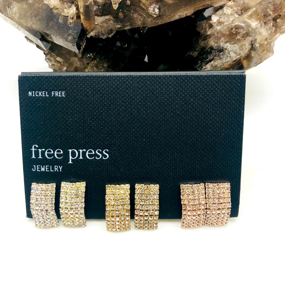 Free Press Set of Three Stud Earrings NWOT